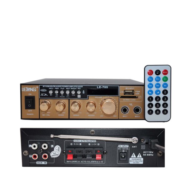 Amplificador de Áudio Receiver C/ Bluetooth USB Som Ambiente - Image 5
