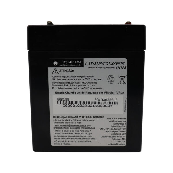 Bateria 12v 5Ah P/ Alarme Cerca e Nobreak - Image 6