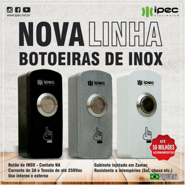 Botoeira Acionador P/ Fechadura Eletromagnetica Elétrica Em Inox IPEC - Image 6