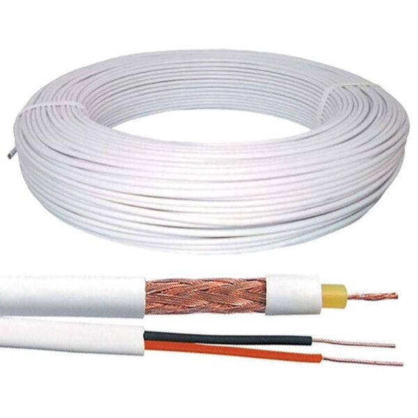 Cabo Coaxial 4mm Bipolar C/ Alimentação CFTV Branco 100m Condutti - Image 2