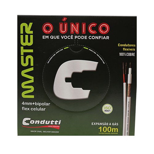 Cabo Coaxial 4mm Bipolar C/ Alimentação CFTV Branco 100m Condutti - Image 6