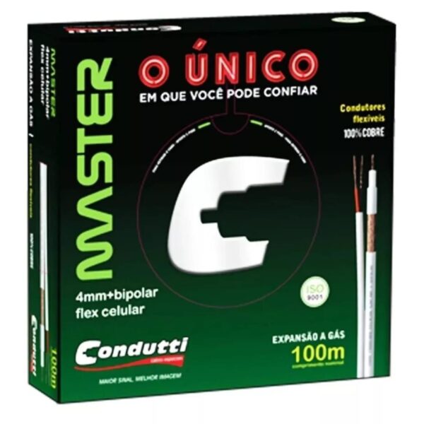 Cabo Coaxial 4mm Bipolar C/ Alimentação CFTV Branco 100m Condutti - Image 10