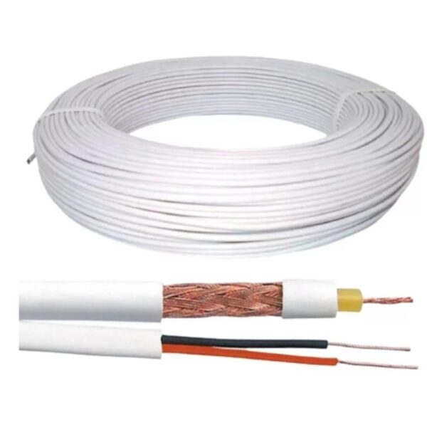 Cabo Coaxial 4mm Bipolar C/ Alimentação CFTV Branco 100m Condutti - Image 7