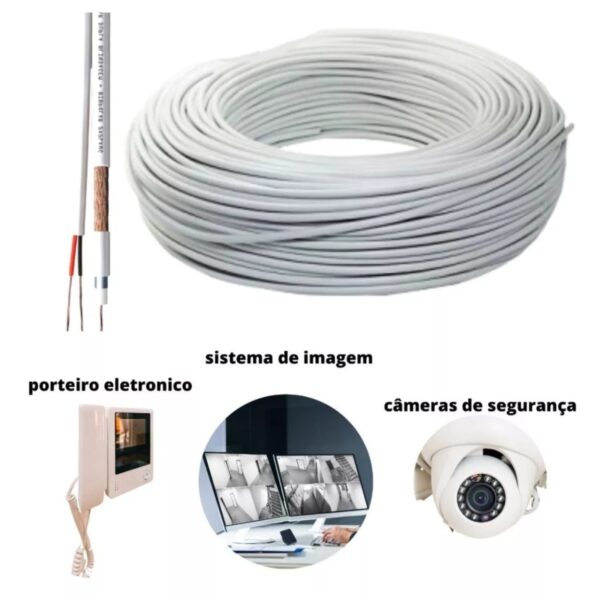 Cabo Coaxial 4mm Bipolar C/ Alimentação CFTV Branco 100m Condutti - Image 8