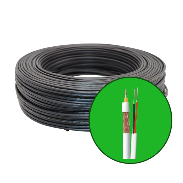 Cabo Coaxial 4mm Bipolar C/ Alimentação CFTV Preto 100m Condutti - Image 2