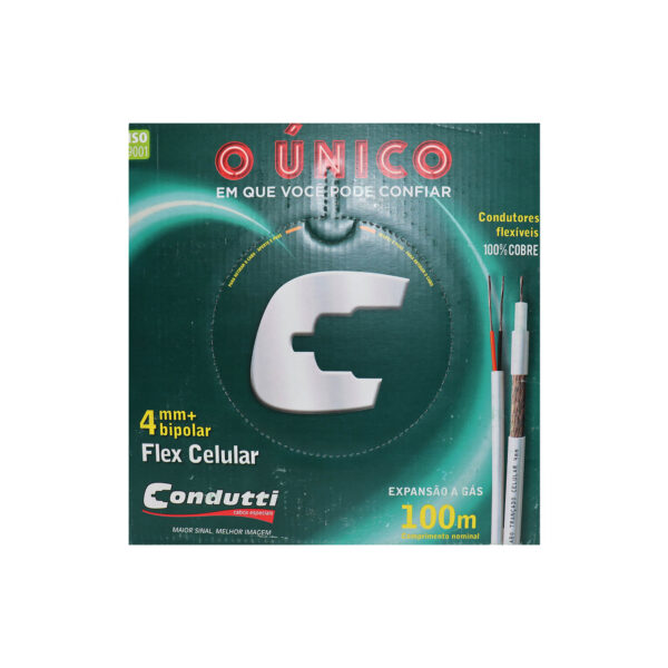 Cabo Coaxial 4mm Bipolar C/ Alimentação CFTV Preto 100m Condutti - Image 4