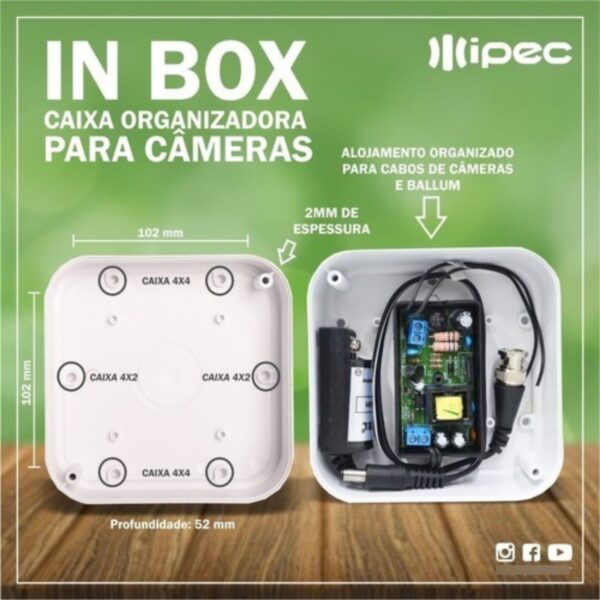 Caixa De Passagem Plástica Proteção Organizadora Para Câmeras CFTV Ipec - Image 5