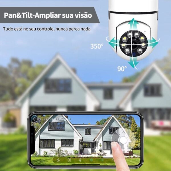 Câmera de segurança wi-fi Mini Speed Bocal E27 Wi-Fi PTZ Infravermelho - Image 5