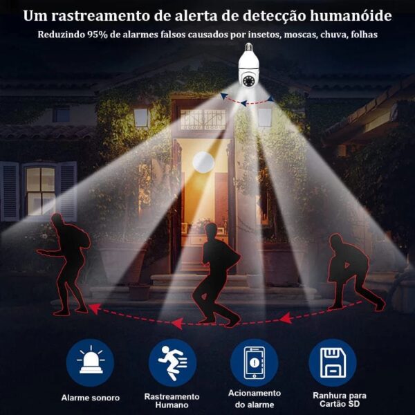Câmera de segurança wi-fi Mini Speed Bocal E27 Wi-Fi PTZ Infravermelho - Image 7