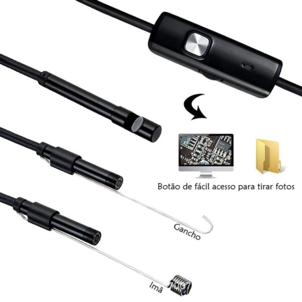 Câmera Sonda Endoscópica P/ Inspeção USB C/ 2 Metros - Image 5
