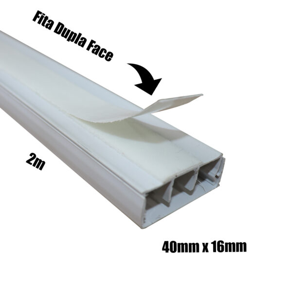 Canaleta Branca Sistema X 40x16mm C/ Fita Dupla Face C/ 2 Metros