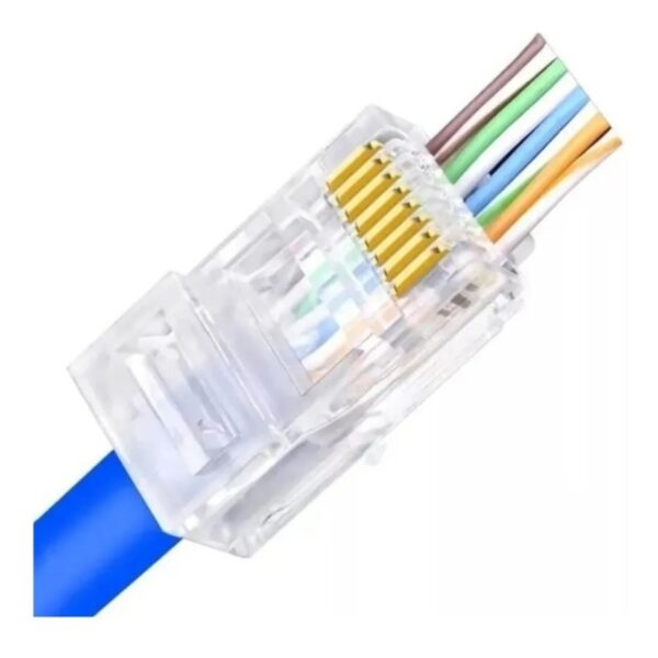 Conector RJ45 Macho Cat5e Para Cabo De Rede Vazado C/ 10 Unidades