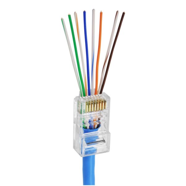 Conector RJ45 Macho Cat5e Para Cabo De Rede Vazado C/ 10 Unidades - Image 2