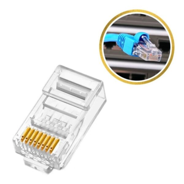 Conector RJ45 Macho Cat5e Para Cabo De Rede Vazado C/ 10 Unidades - Image 6