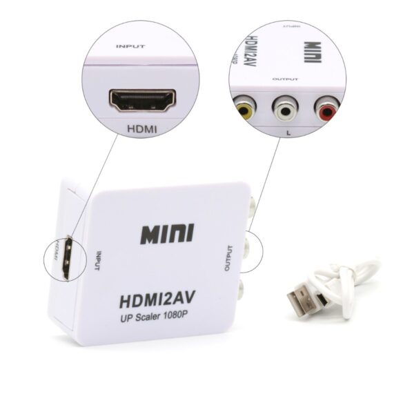 Adaptador Conversor HDMI P/ AV (RCA) 1080p Full HD HDMI2AV - Image 4