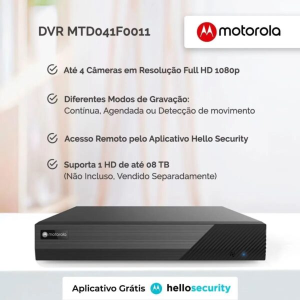 DVR Stand Alone 4 canais Full HD 1080p MTD041F0011 Motorola - Image 5
