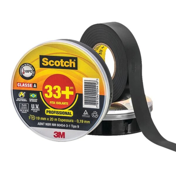 Fita Isolante Profissional 3M 33+ Scotch 105°c 20 Metros