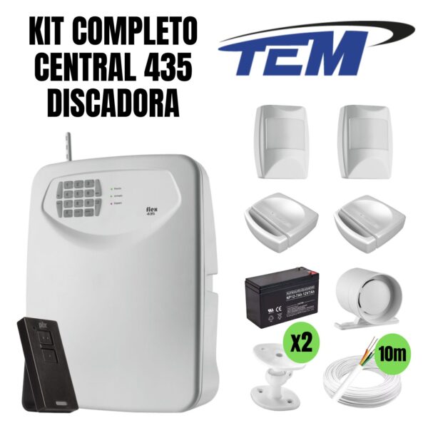 Kit Central de Alarme C/ Discador TEM FLEX-435