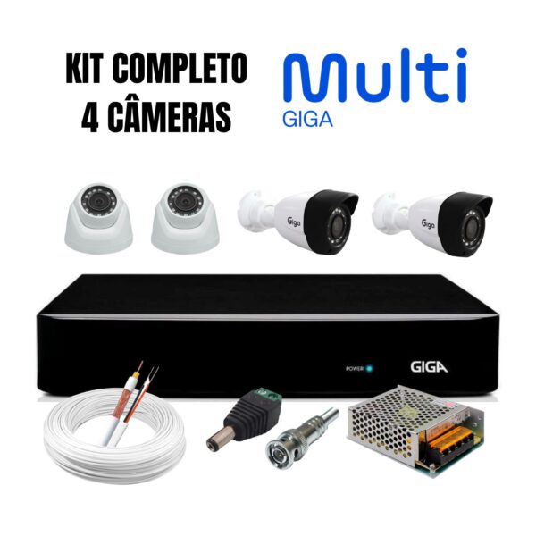 Kit CFTV Giga Completo 4 Câmeras HD 720p DVR 4 Canais