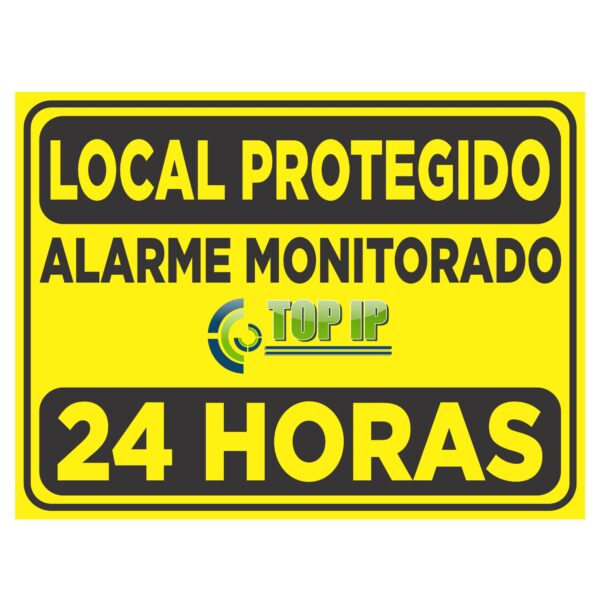 Placa De Advertência Alarme Monitorado Local Protegido C/ 2 Unidades