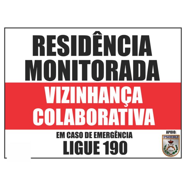 Placa De Advertência Vizinhança Colaborativa Aviso Policia C/ 2 Unidades