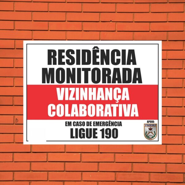 Placa De Advertência Vizinhança Colaborativa Aviso Policia C/ 2 Unidades - Image 3