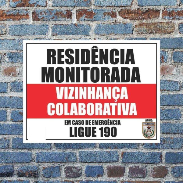 Placa De Advertência Vizinhança Colaborativa Aviso Policia C/ 2 Unidades - Image 4