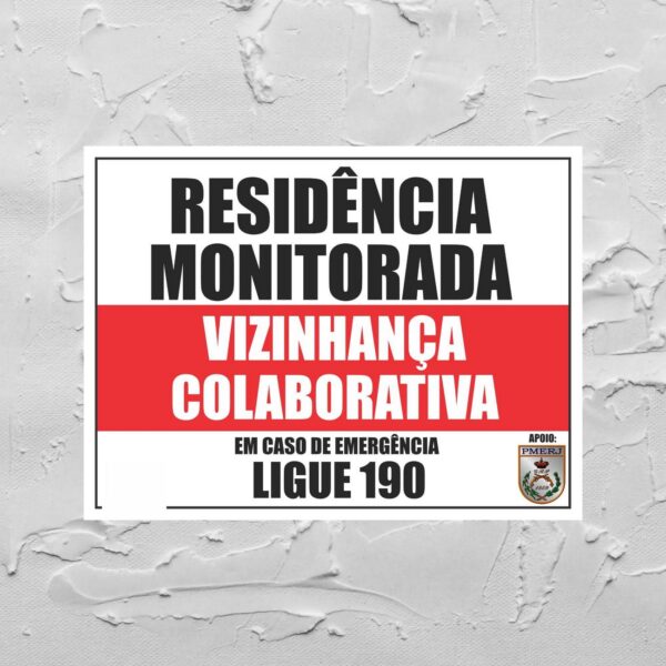 Placa De Advertência Vizinhança Colaborativa Aviso Policia C/ 2 Unidades - Image 5