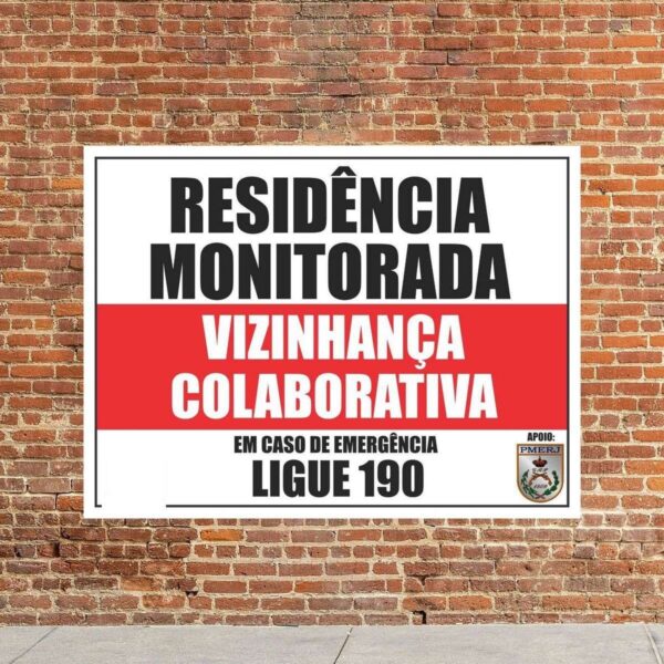 Placa De Advertência Vizinhança Colaborativa Aviso Policia C/ 2 Unidades - Image 6