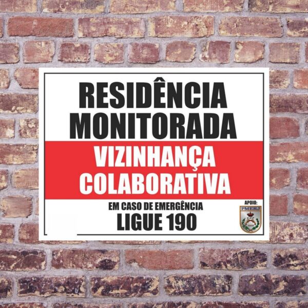 Placa De Advertência Vizinhança Colaborativa Aviso Policia C/ 2 Unidades - Image 7