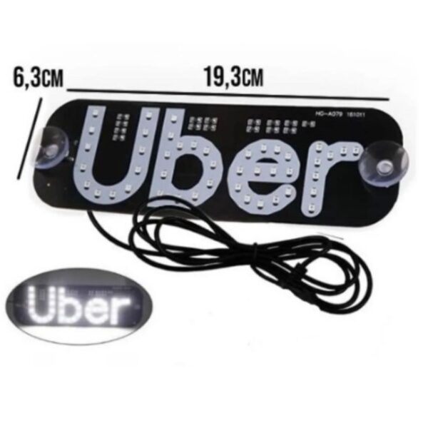 Placa Identificação Para Carro LED Branco Letreiro Motorista De Aplicativo Com Ventosa - Image 4