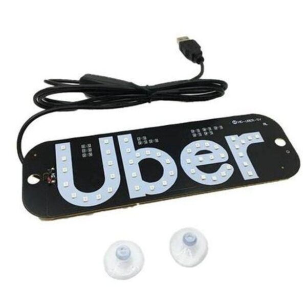 Placa Identificação Para Carro LED Branco Letreiro Motorista De Aplicativo Com Ventosa - Image 3