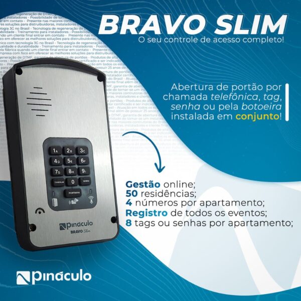 Porteiro Interfone Sem Fio Via Celular Painel Bravo Slim Ate 50 Apartamentos Pináculo - Image 3