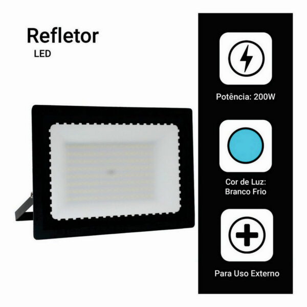 Refletor Led 200w Holofote Branco Frio Bivolt Prova D'água - Image 8