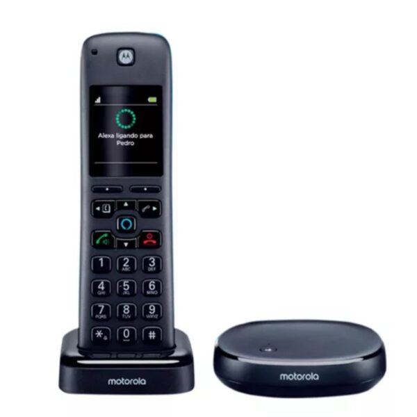 Telefone Digital Moto Axh01 Sem Fio Alexa Motorola Bivolt Cor Preto